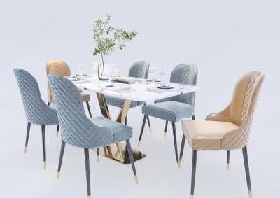 现代餐桌椅组合3D模型下载